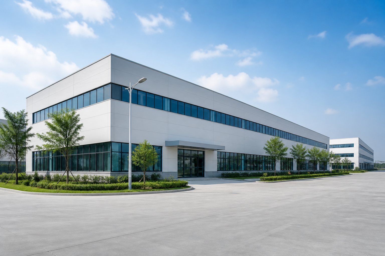 Modern Chinese factory exterior for supplier sourcing